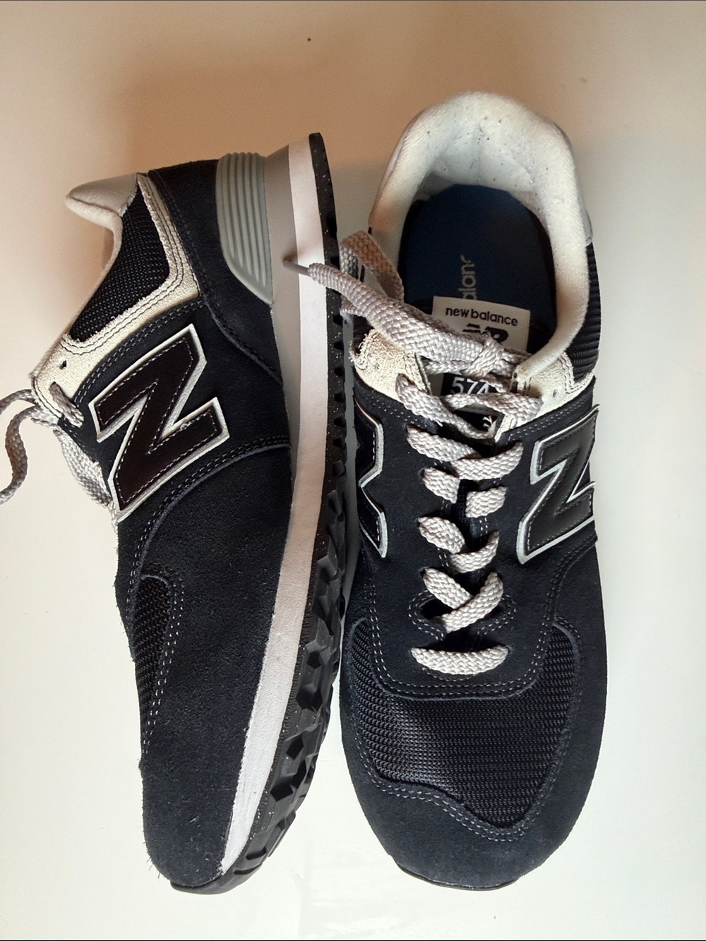 New Balance 574 Core Black and White Retro Runner Sneakers